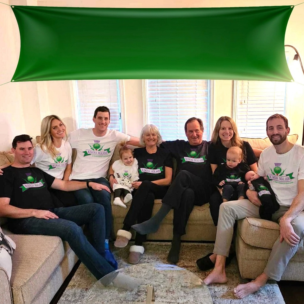 The MacKay family in Muskoka Highlands shirts